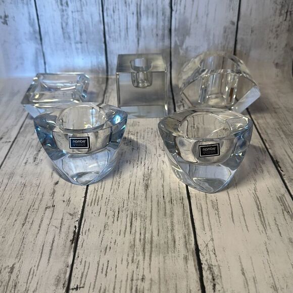NAMBE Set Of Two Full Lead Crystal Votive-Tea Light Candle Holders Slovenia - Picture 1 of 9